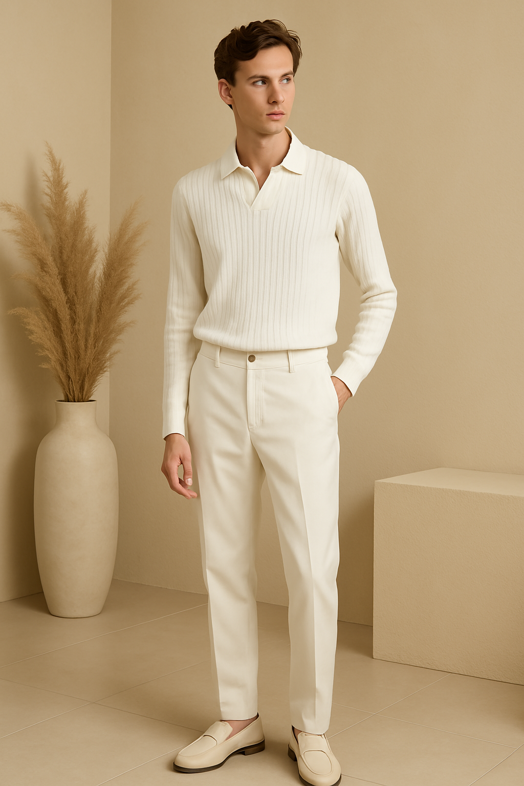 Long Sleeve Polo with Stripes