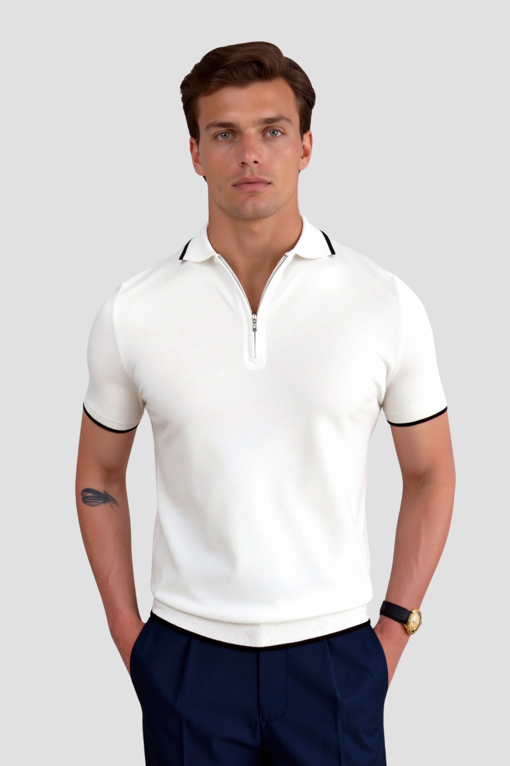 Quarter Zip Golf Polo in Knitted Fabric