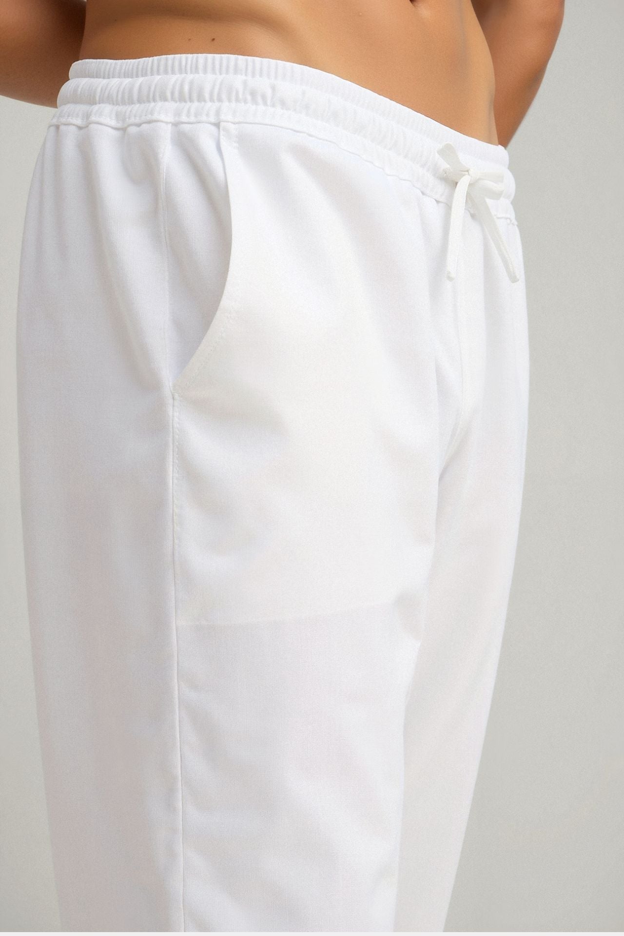 Luxurious Cotton and Linen Blend Drawstring Trousers