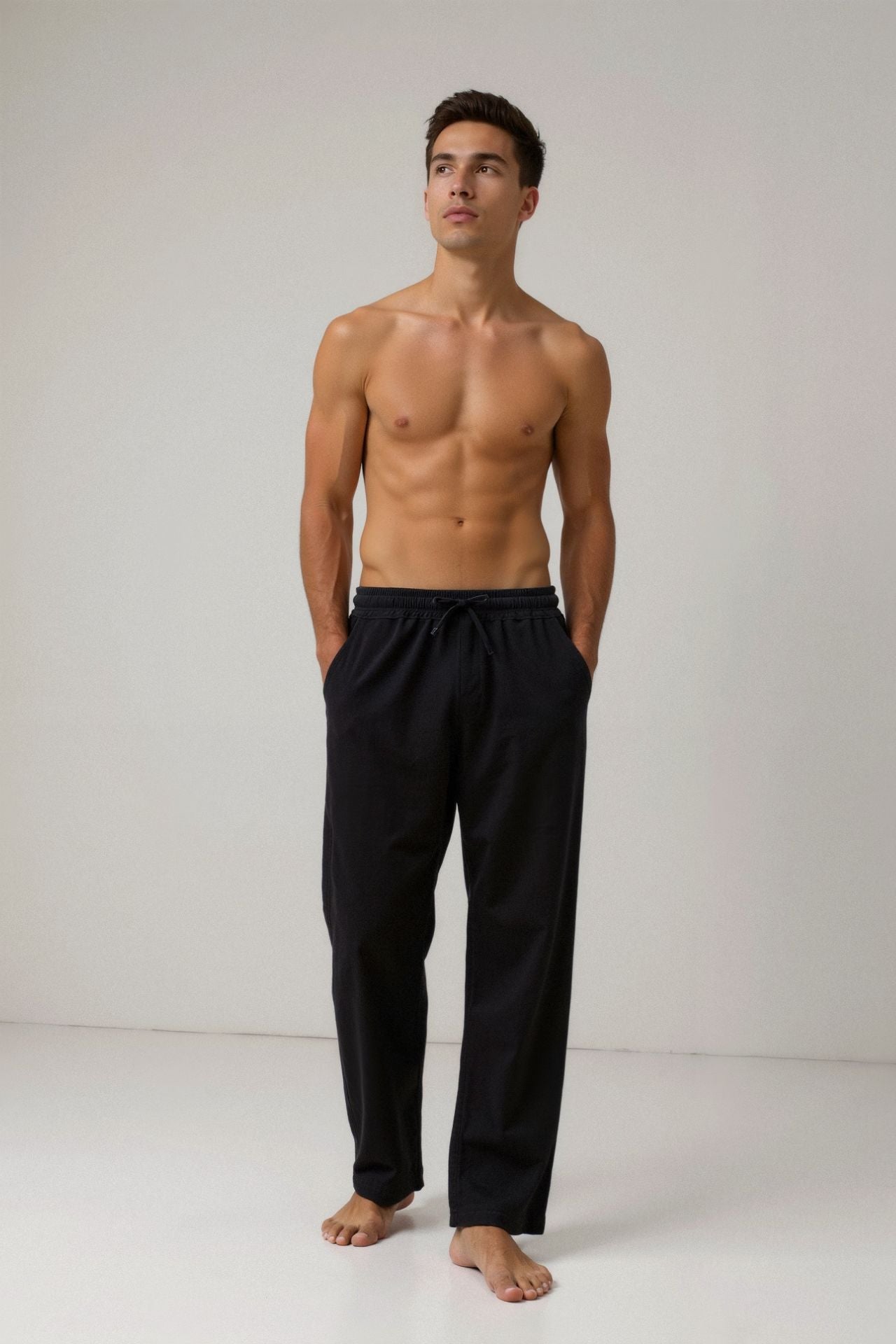 Drawstring Pants Made from Cotton and Linen Blend