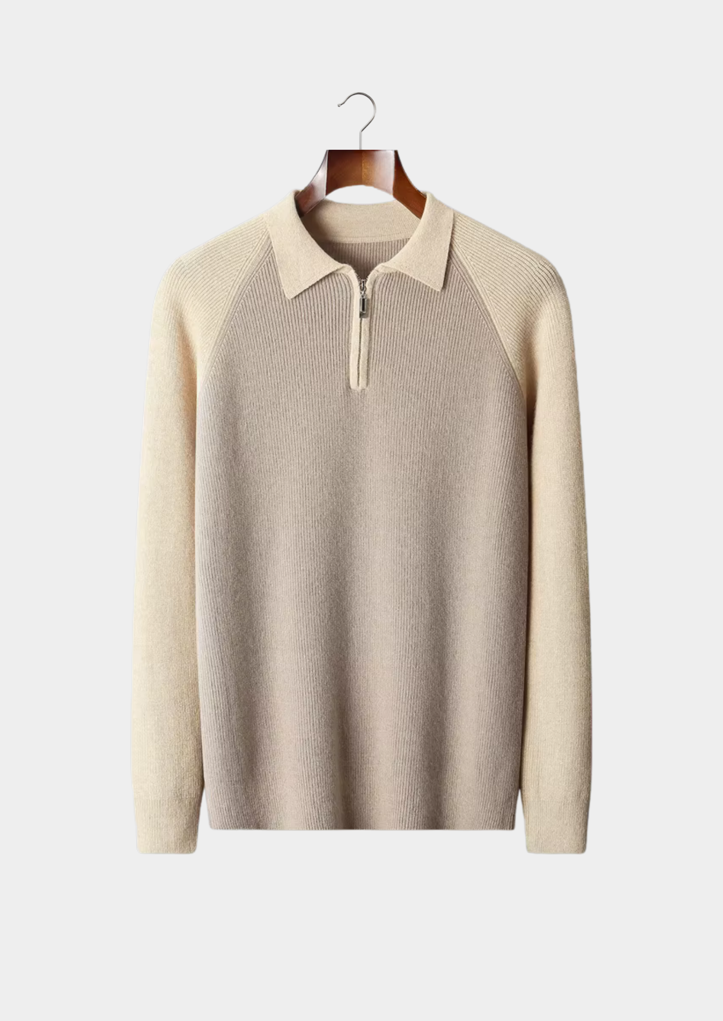 TWO-TONE ZIPPER POLO SWEATER