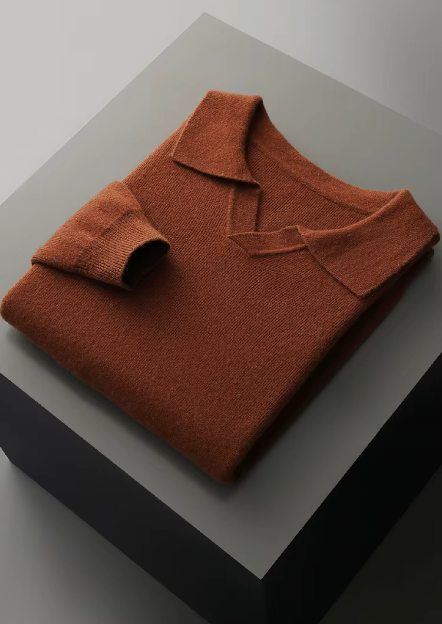 WOOL RIBBED POLO WITHOUT BUTTONS