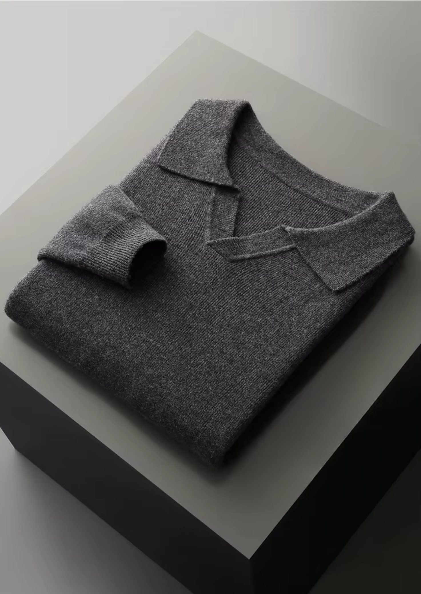 WOOL RIBBED POLO WITHOUT BUTTONS