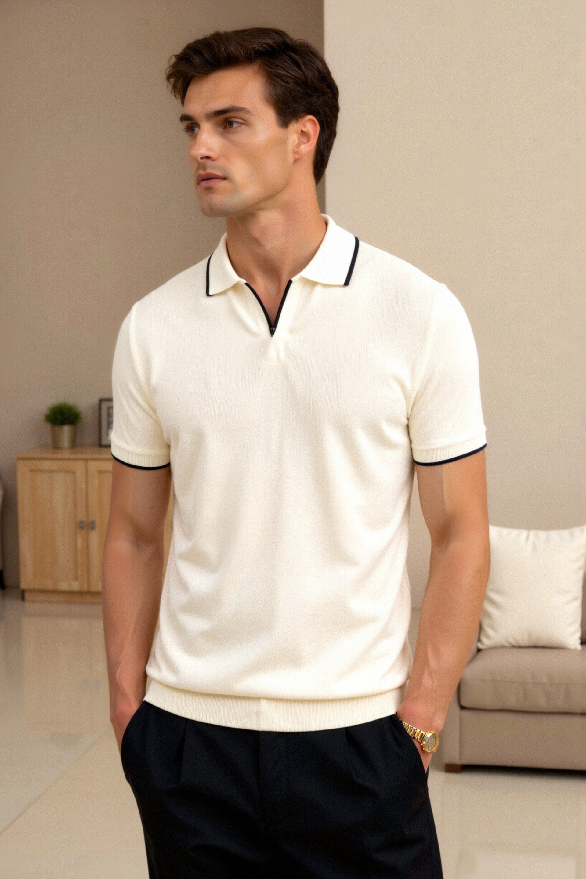 Slim Fit Polo with Contrast Details