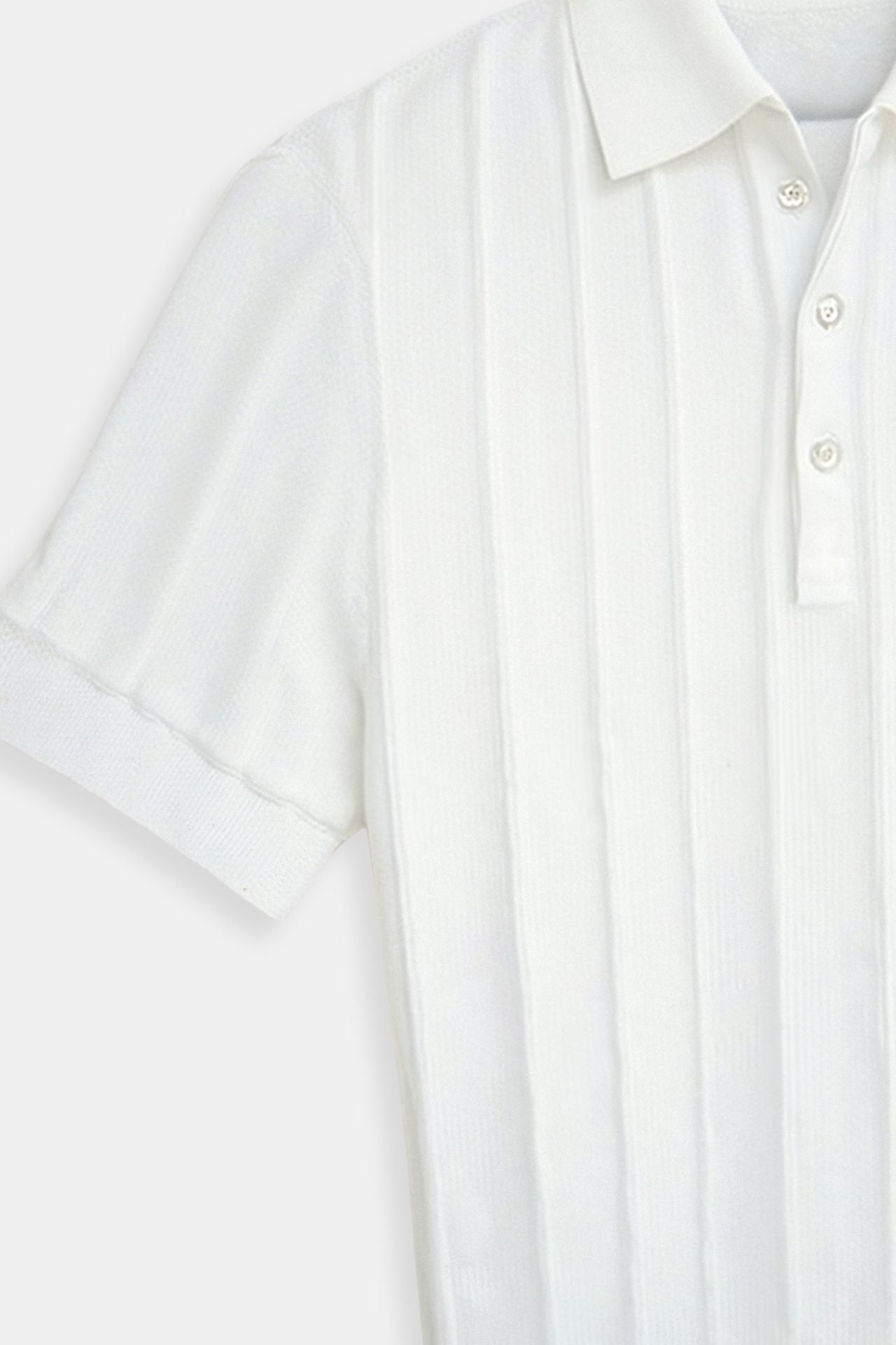 Button-Up Polo with Vertical Stripes