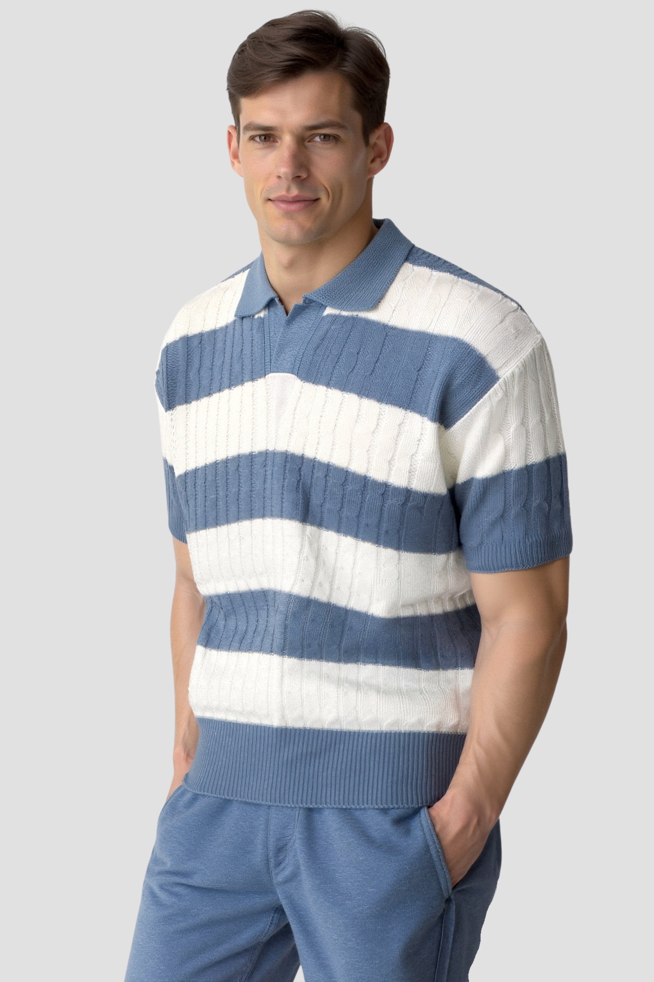 Polo with White Stripes
