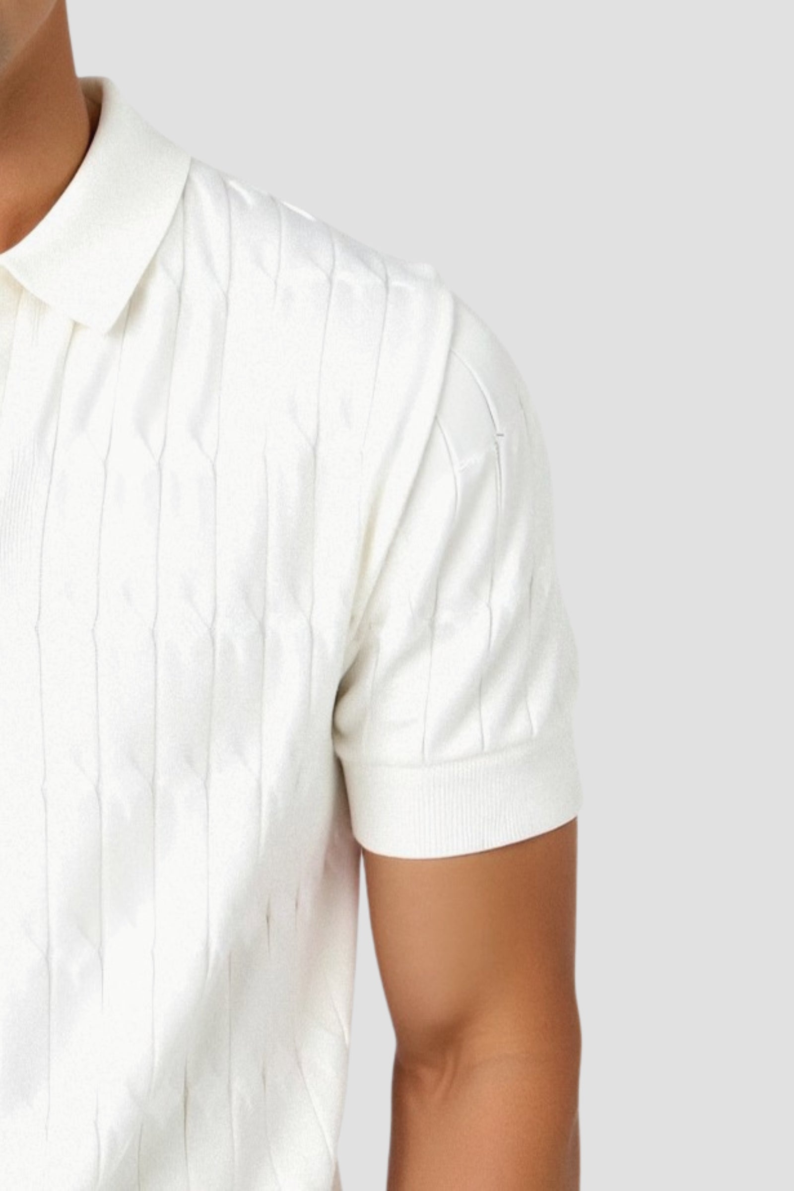 Luxury V-Neck Cable Knit Polo