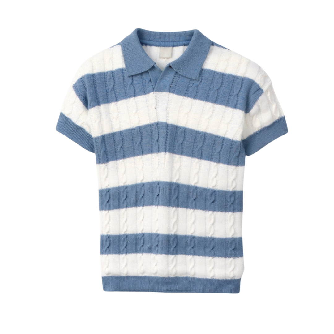 Polo with White Stripes