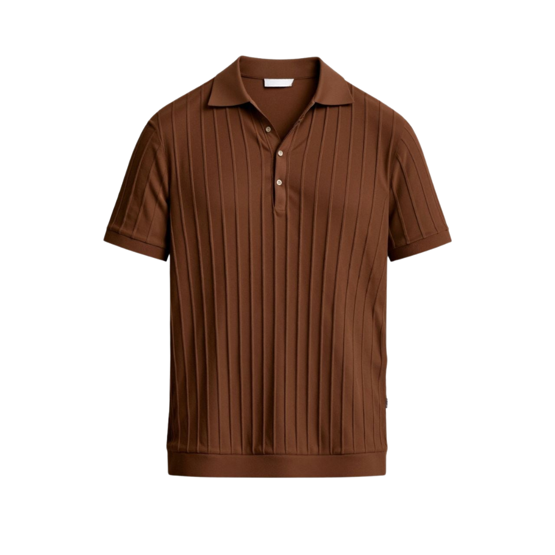 Button-Up Polo with Vertical Stripes