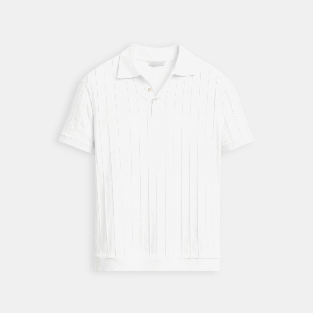 Button-Up Polo with Vertical Stripes