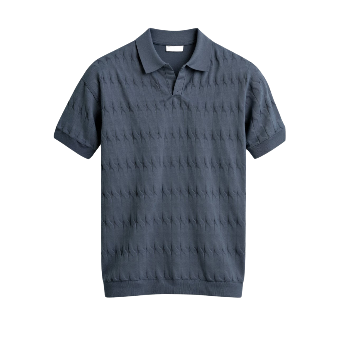 Luxury V-Neck Cable Knit Polo