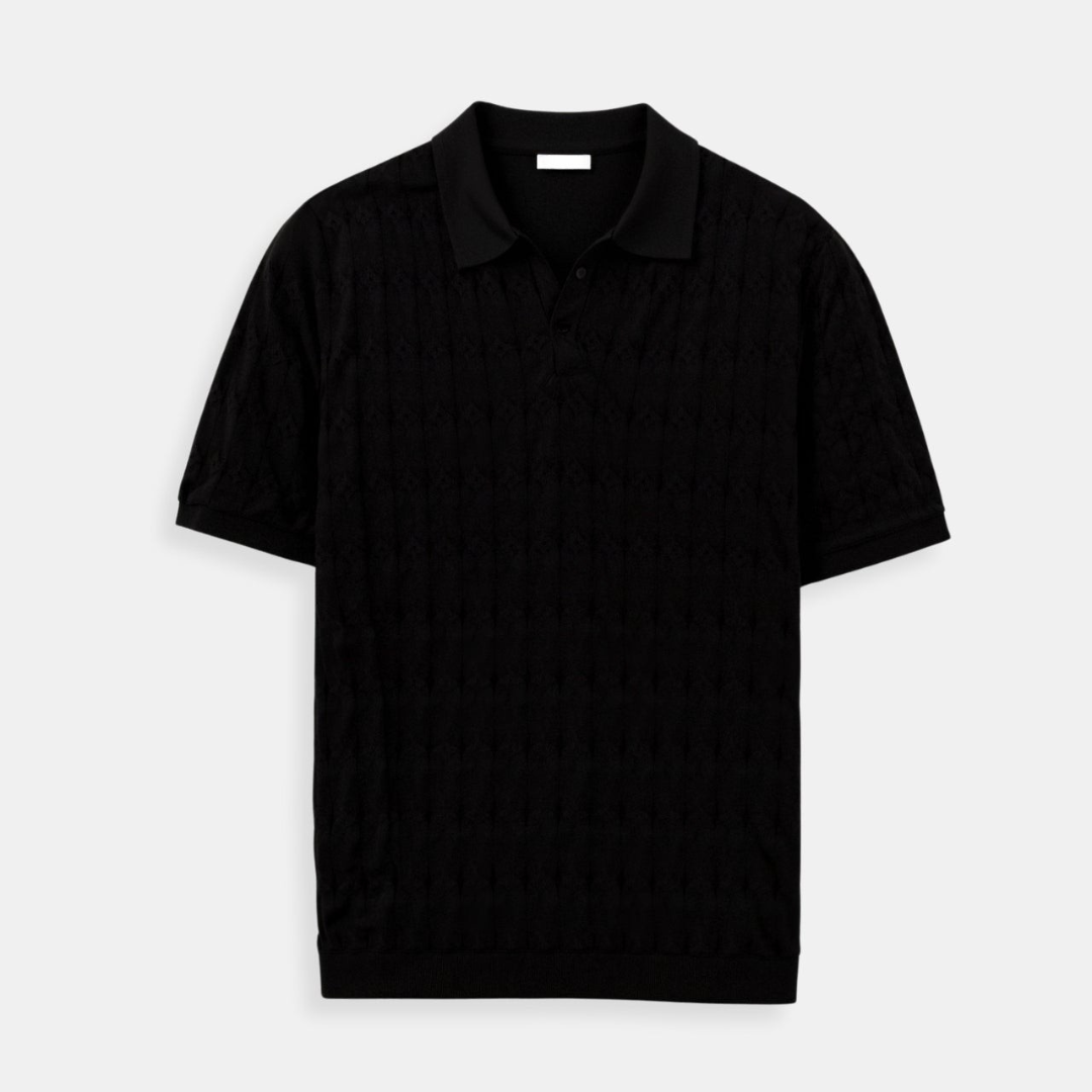 Luxury V-Neck Cable Knit Polo