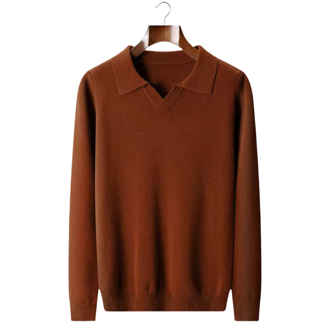 WOOL RIBBED POLO WITHOUT BUTTONS