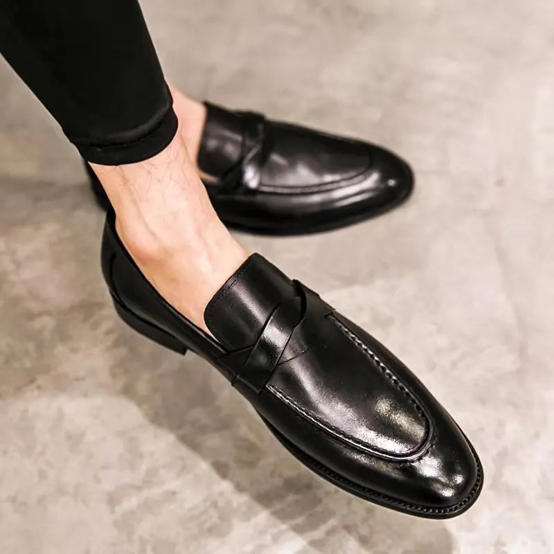 Luxury Cowhide Leather Slip-On Loafers