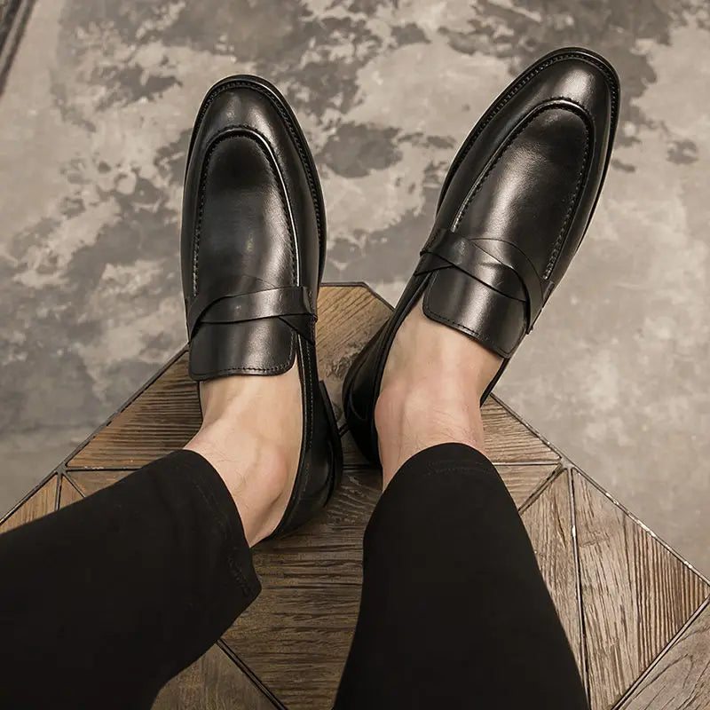 Luxury Cowhide Leather Slip-On Loafers