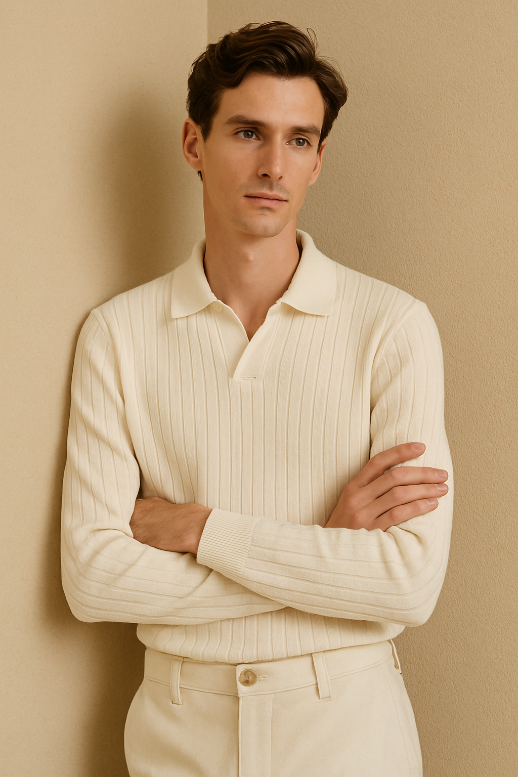 Long Sleeve Polo with Stripes