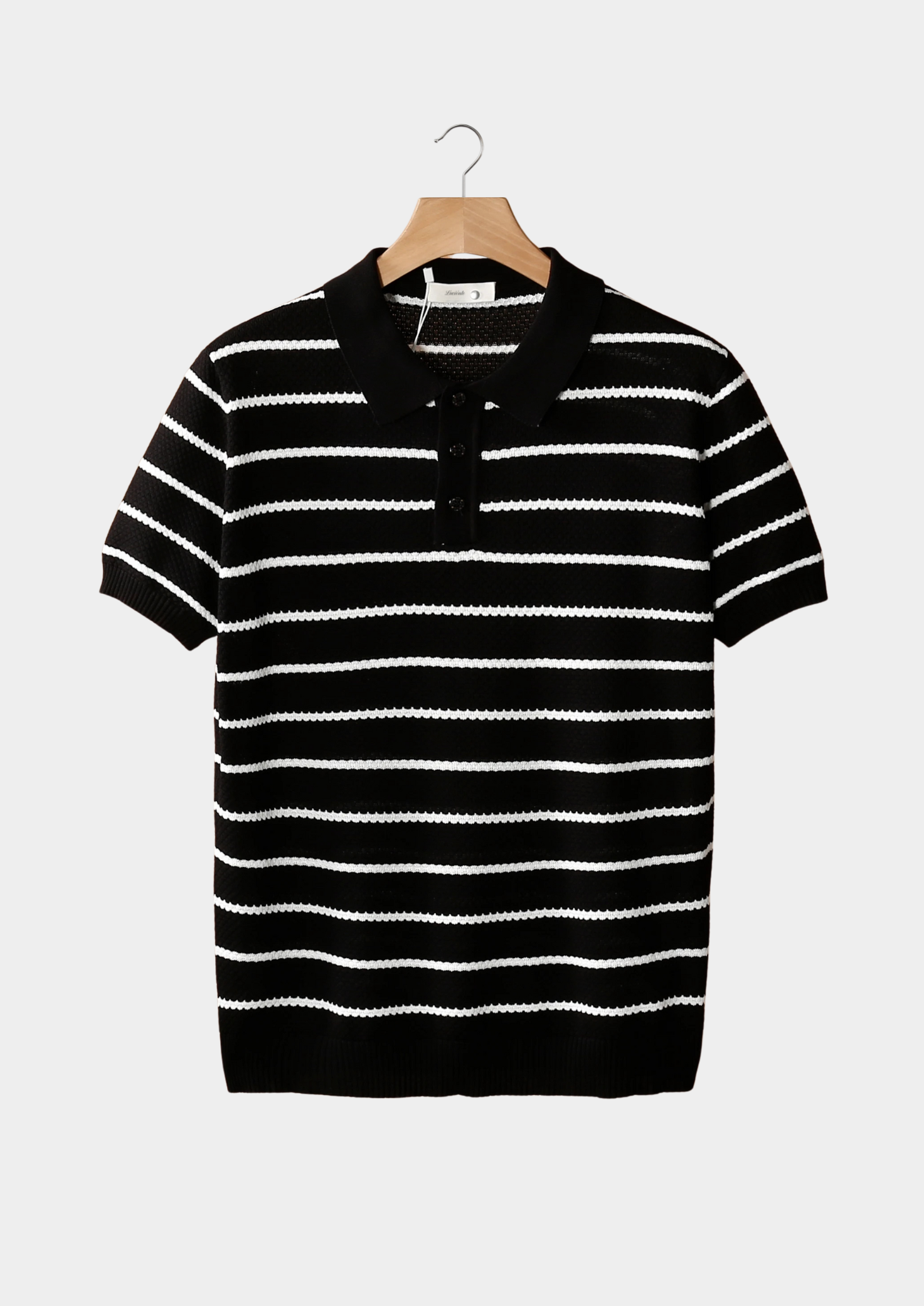 Textured Striped Button-Up Polo