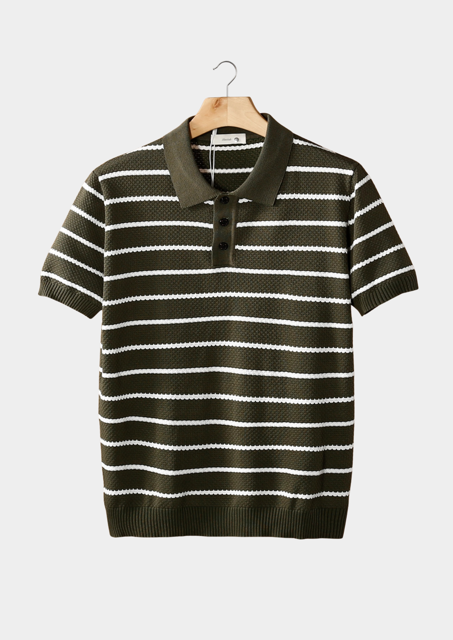 Textured Striped Button-Up Polo