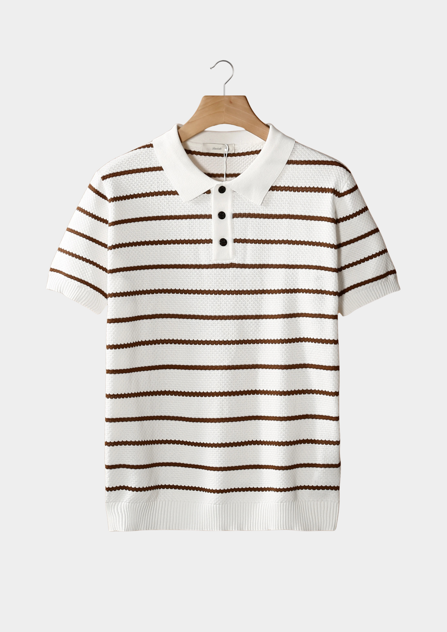 Textured Striped Button-Up Polo