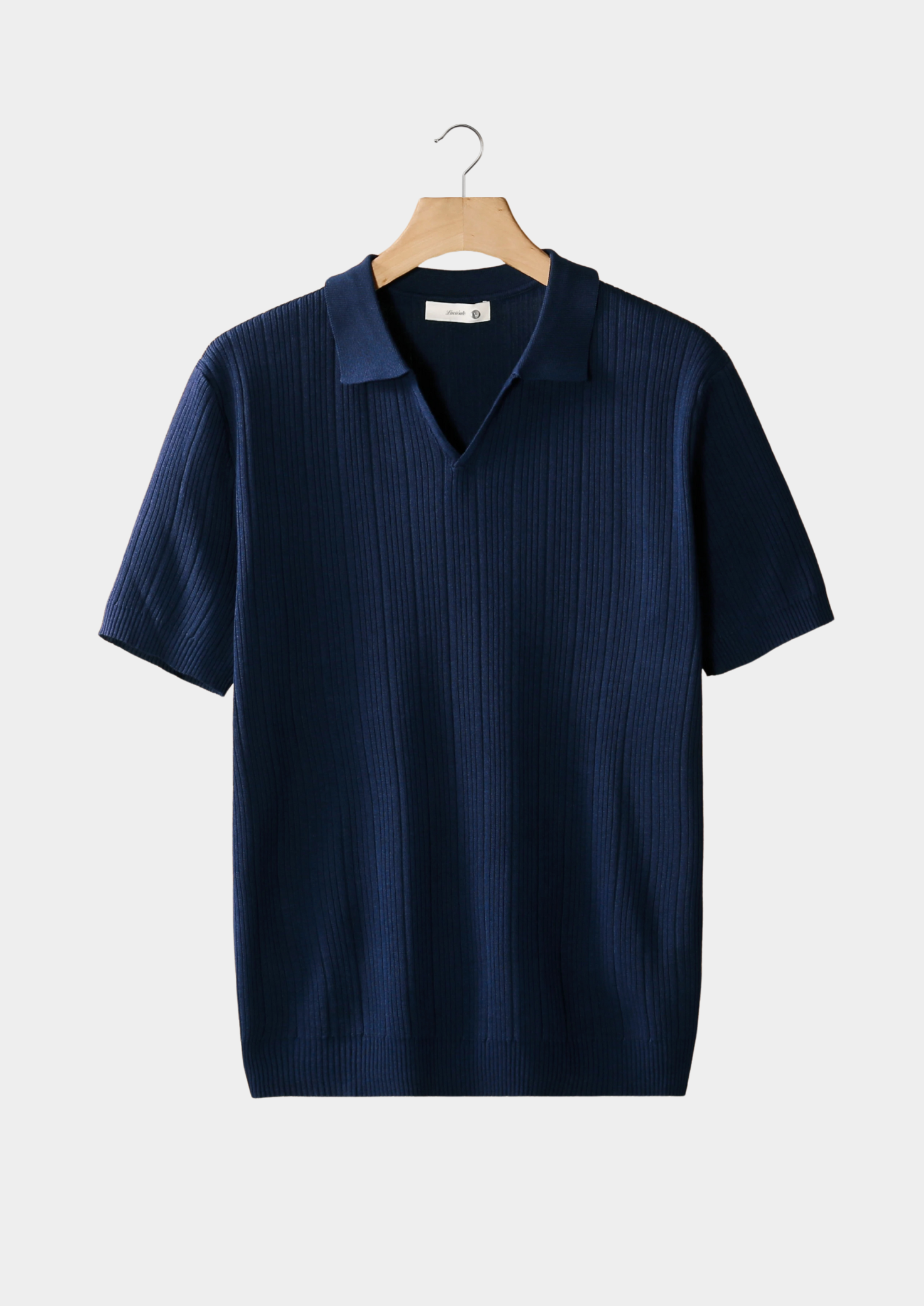 Ribbed Polo with Open Collar