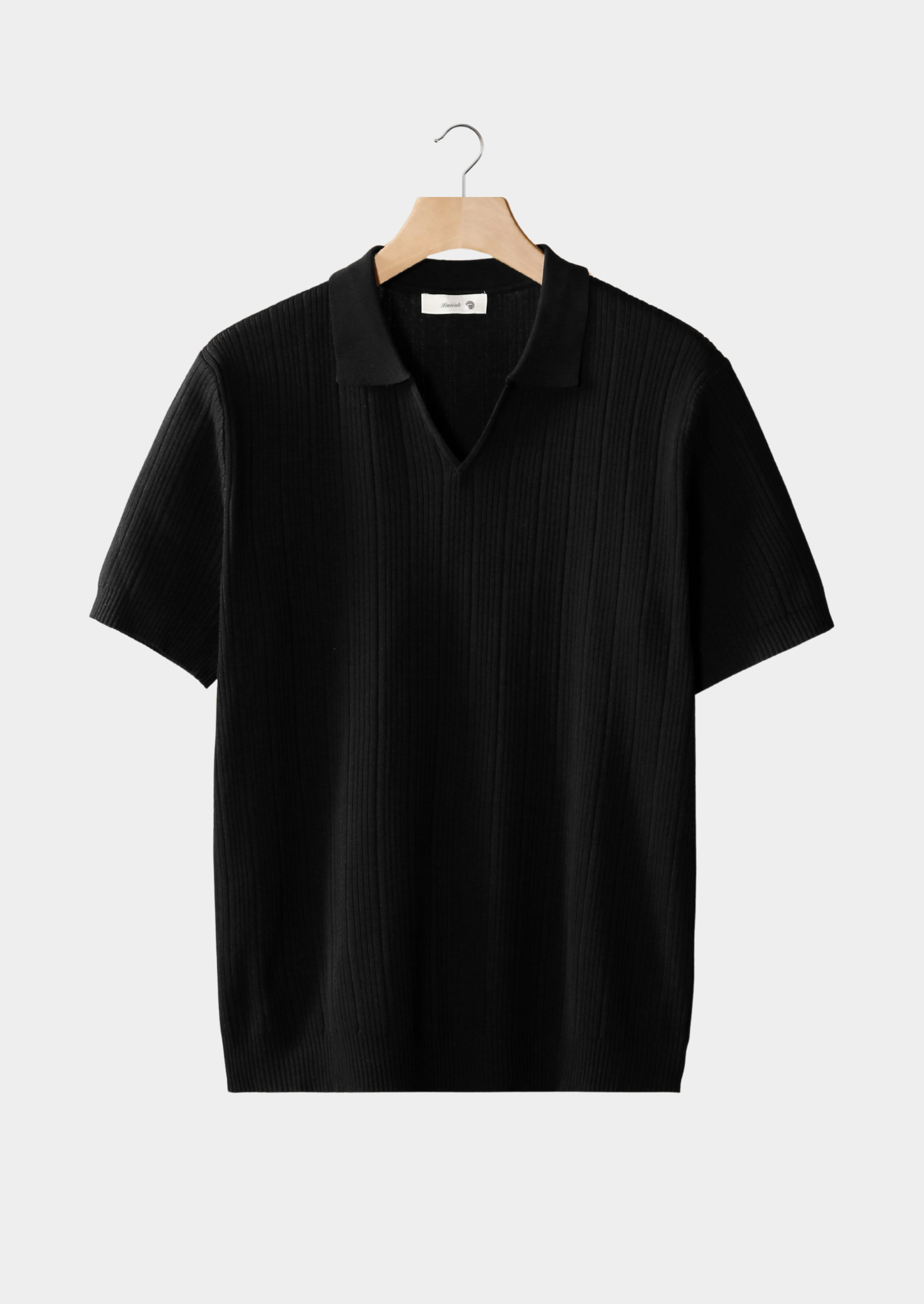 Ribbed Polo with Open Collar
