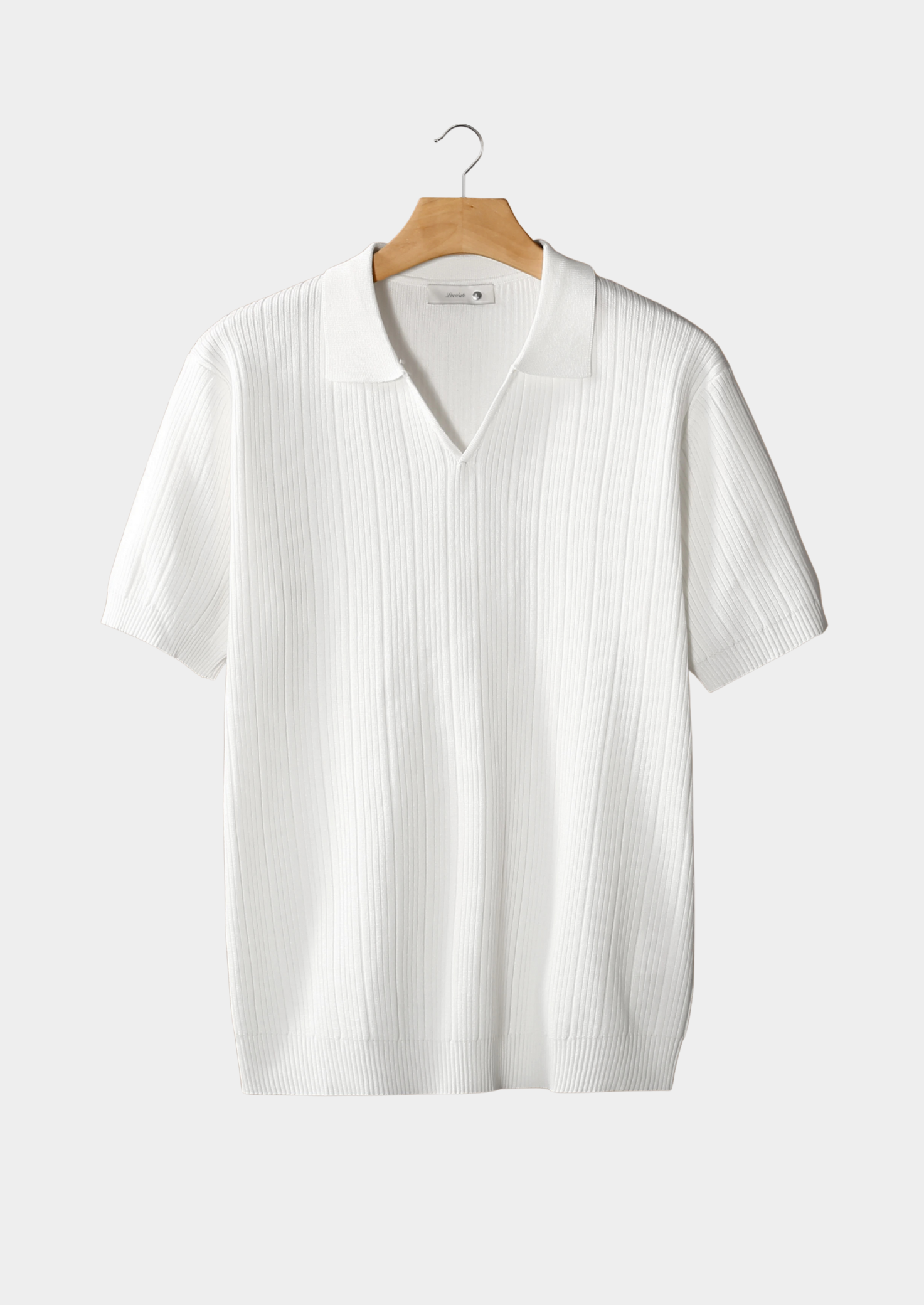 Ribbed Polo with Open Collar