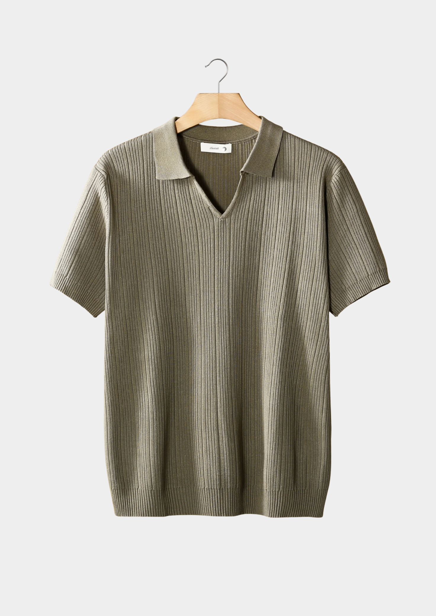 Ribbed Polo with Open Collar