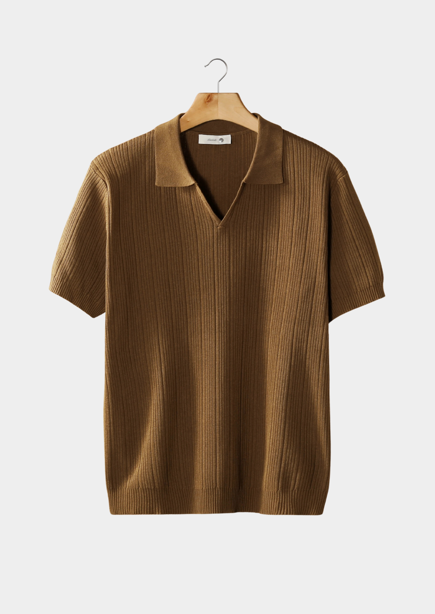 Ribbed Polo with Open Collar