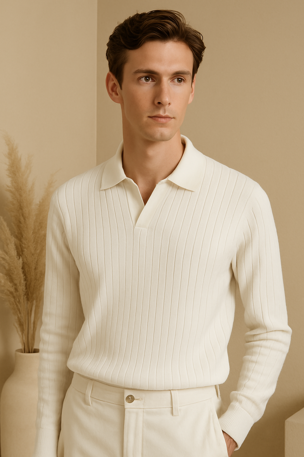 Long Sleeve Polo with Stripes